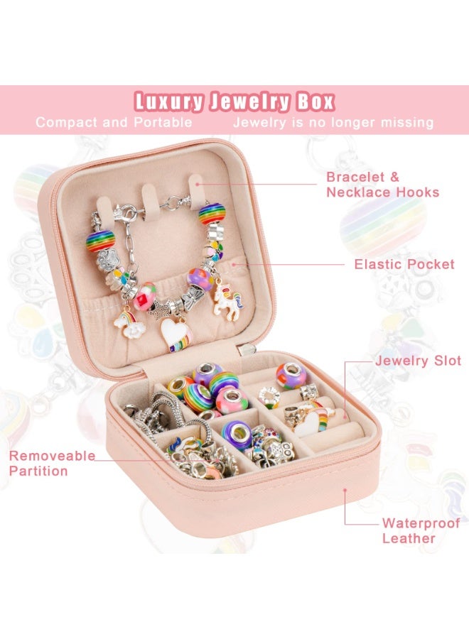 كيل › طقم صنع أساور التشارم – 66 قطعة لصنع الإكسسوارات والب Bracelets للبنات مع خرز وصندوق تخزين محمول (قوس قزح) - Image 3